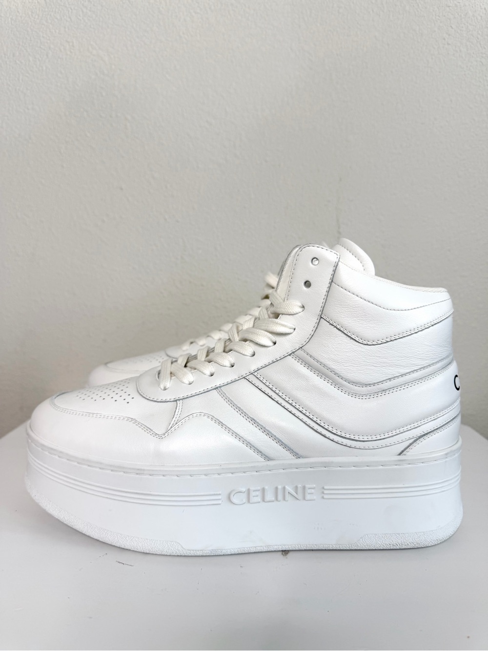 CELINE White Platform High Top Sneakers Size 41 - Picture 4 of 7